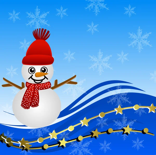 Bright beautiful christmas background with a snow man — Stock Photo, Image