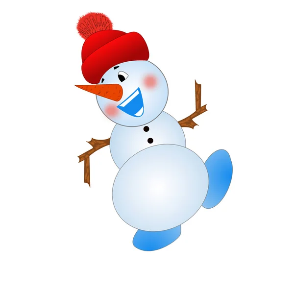 Merry snow man on a white background — Stock Photo, Image