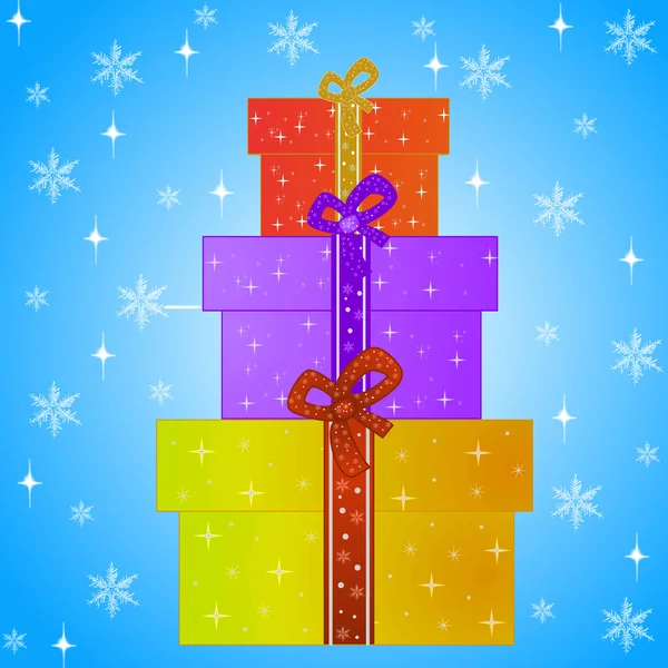 Boxes with gifts on a blue background — Stock Photo, Image