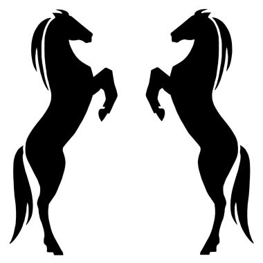 beyaz zemin üzerinde iki at Silhouettes