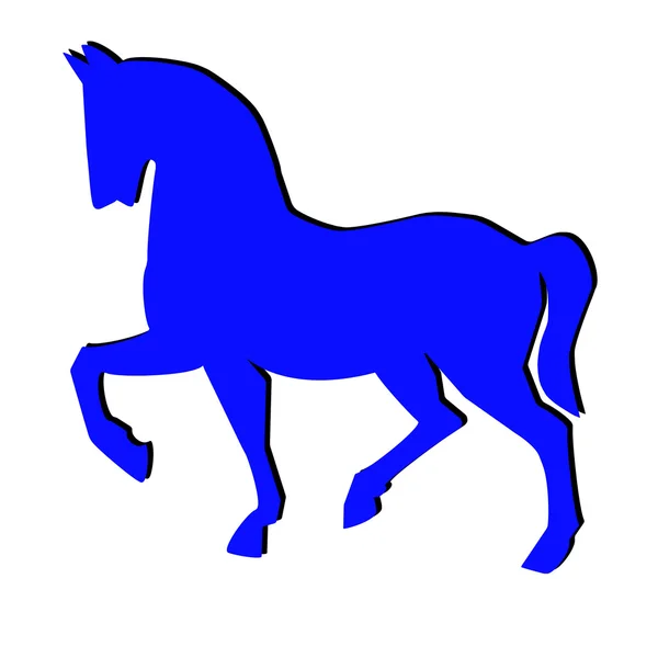 Silhouette blu di cavallo su sfondo bianco — Foto Stock