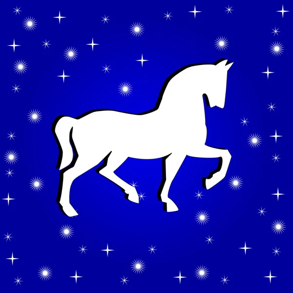 Silhouette of horse on a blue background — Stock Photo, Image