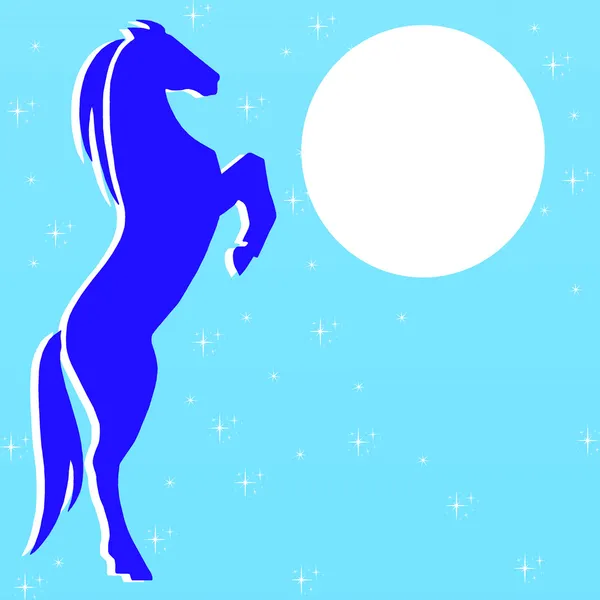 Silhouette of horse on a blue background — Stock Photo, Image