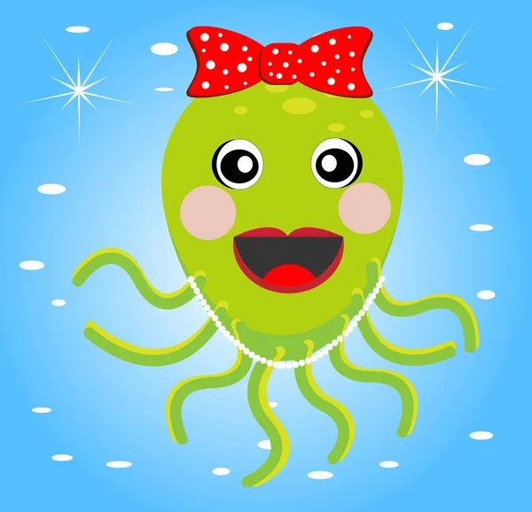 Merry girl octopus with a bow — Stock Photo, Image