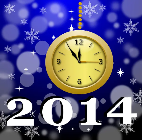 Eine runde, schöne Uhr mit Symbolen des kommenden Jahres, sind illustr — Stockfoto