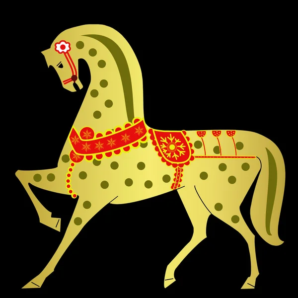 काले पृष्ठभूमि पर सोने का घोड़ा — स्टॉक फ़ोटो, इमेज