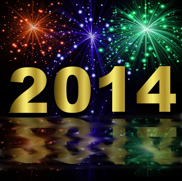 Numbers of coming year 2014 on a background a bright bange — Stock Photo, Image