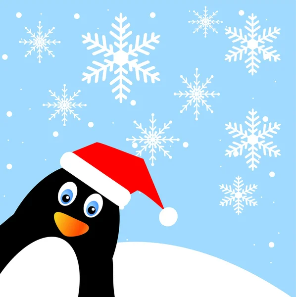 Pinguino divertente su uno sfondo cielo blu — Vettoriale Stock