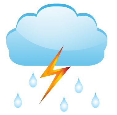 damla yağmur ve yıldırım, beyaz zemin üzerine