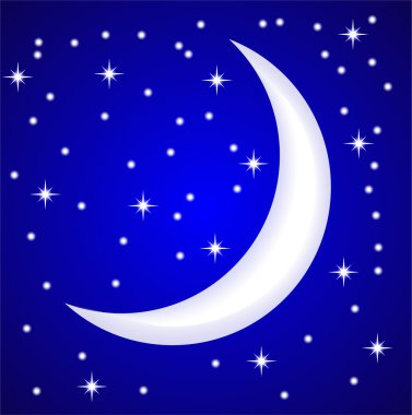 night star sky and month clipart