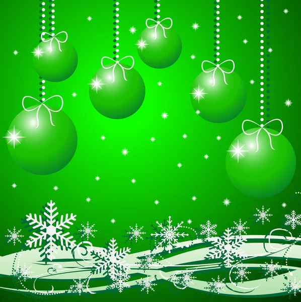 Fond de Noël festive avec des flocons de neige et par des boules — Image vectorielle