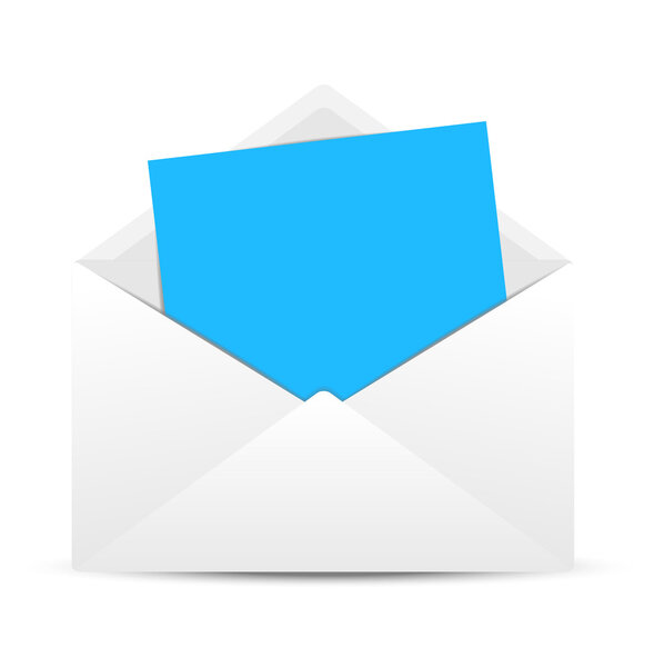 Конверт с чистым голубым листом бумаги
