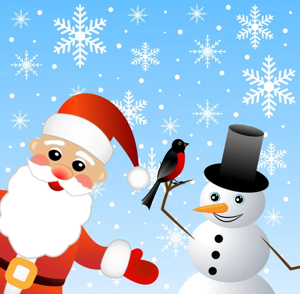 Santa claus and snow man — Stock Vector