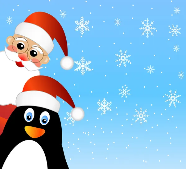 Santa claus and penguin — Stock Vector