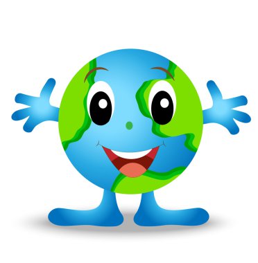 yuvarlak bir gezegen earth, neşeli şahsiyet.