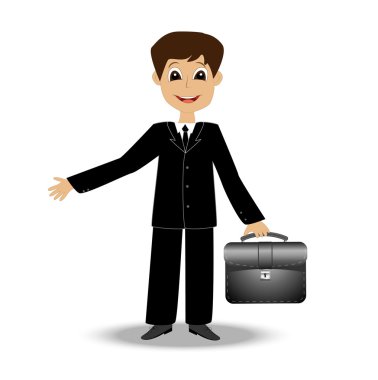 beyaz zemin üzerinde neşeli iş adamı