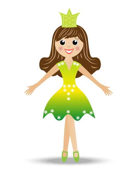 Joyeux fille en costume princesse — Image vectorielle