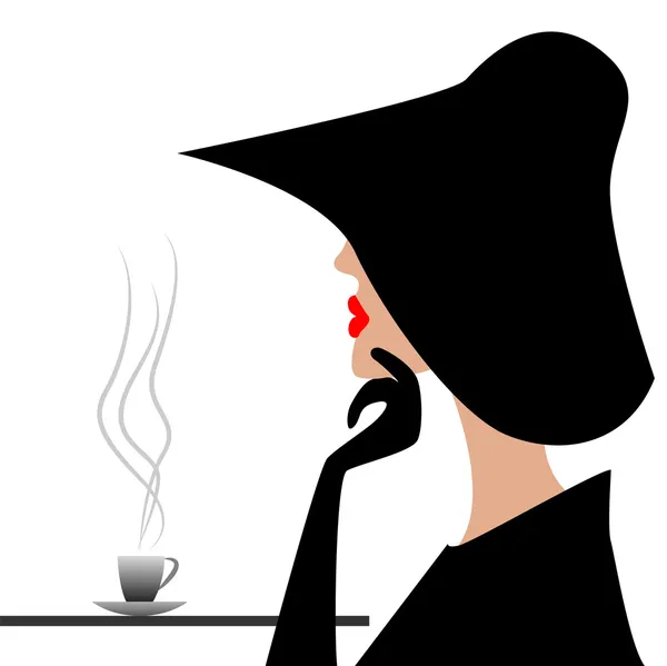 Mystérieux étranger dans un chapeau noir — Image vectorielle
