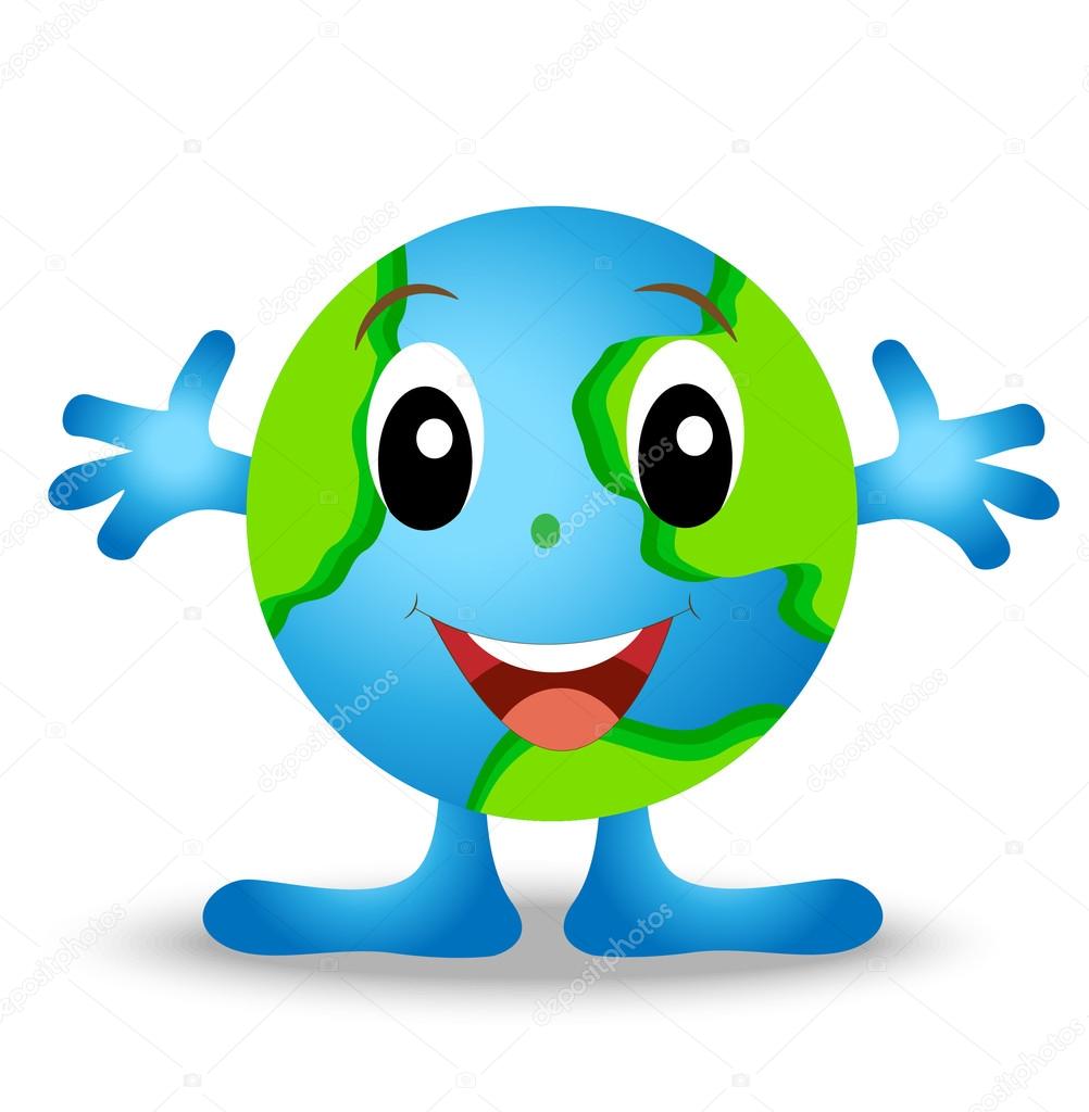 A round planet is earth, merry personage — Stock Vector © Galina2703