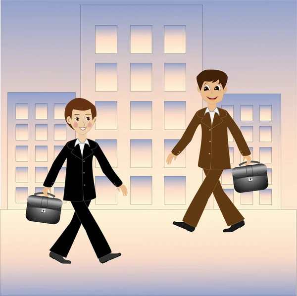 Two business men hurry on work — Stock Vector