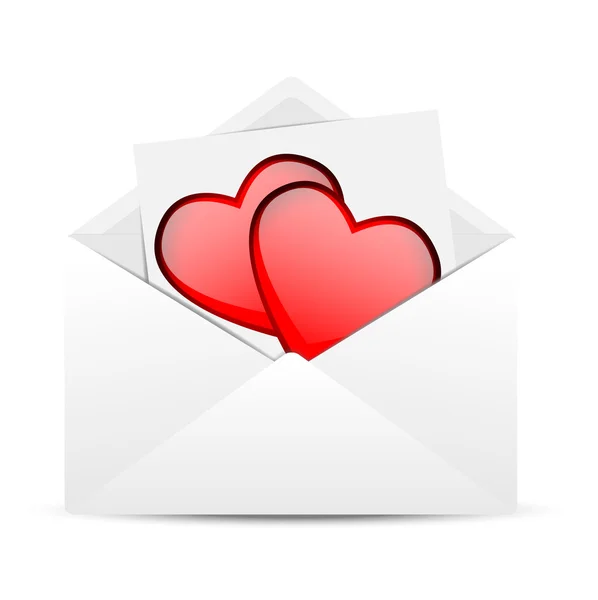 Envelope com corações para o dia de santo Valentin — Vetor de Stock