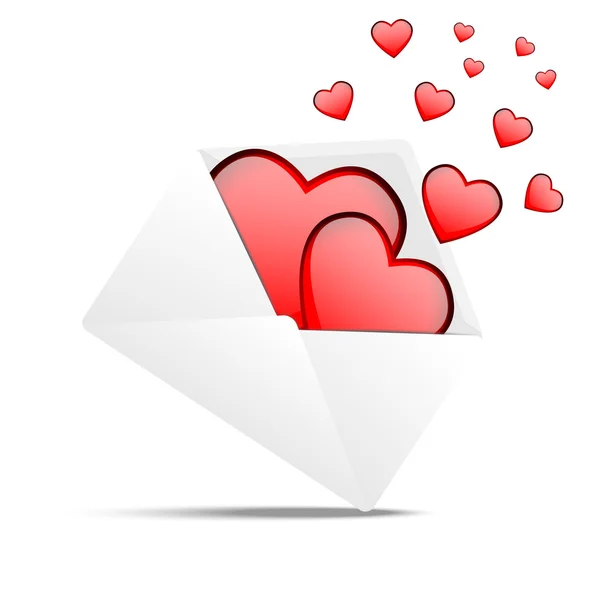 Envelope com corações para o dia de santo Valentin — Vetor de Stock