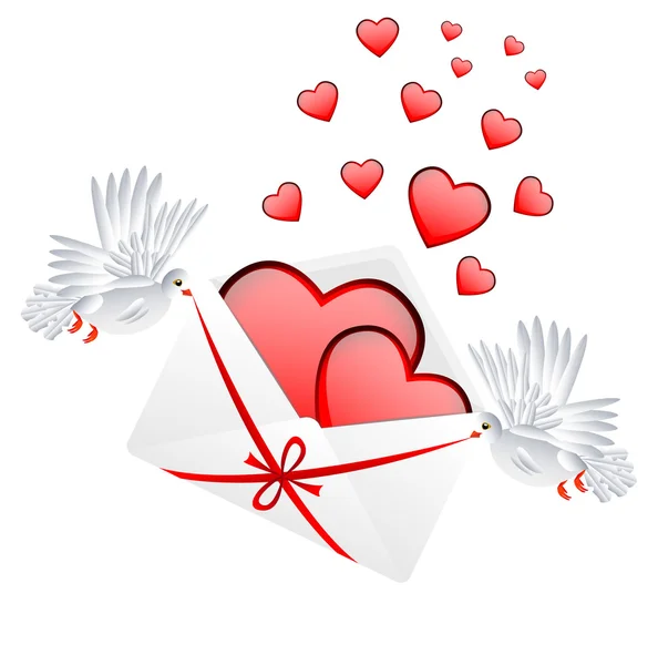 Envelope with hearts to the day of saint Valentin — Stock Vector