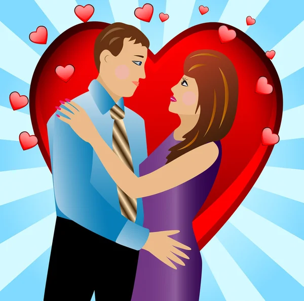 Young loving couple on a background a heart — Stock Vector