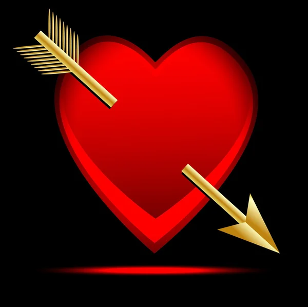 Heart pierced by an arrow, postal to the day of saint Valentin — Stock Vector