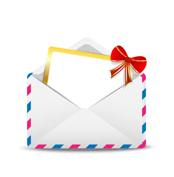 Enveloppe ouverte air avec une carte de vœux vers l'intérieur — Image vectorielle