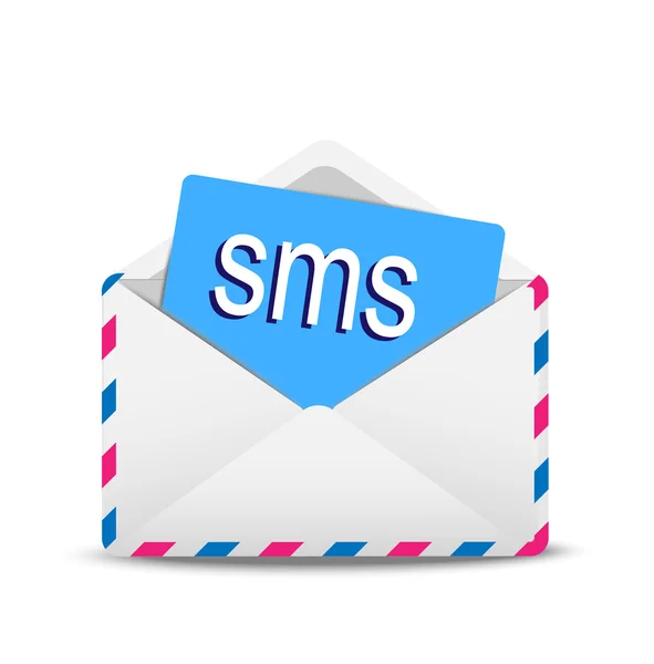 Ανοιχτός φάκελος αέρα με το κείμενο "sms" ενδόμυχα — Διανυσματικό Αρχείο