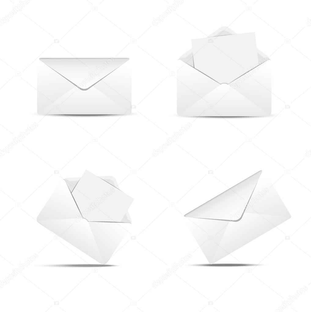 Four paper envelopes on a white background