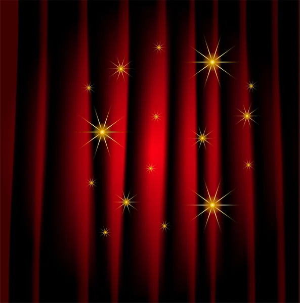 Brightly red curtain, a background for design — Stock Vector