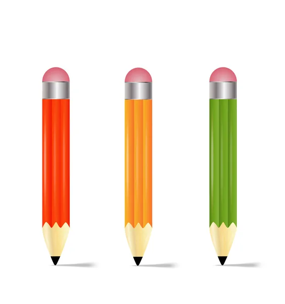 在白色背景上的三支铅笔 — 图库矢量图片