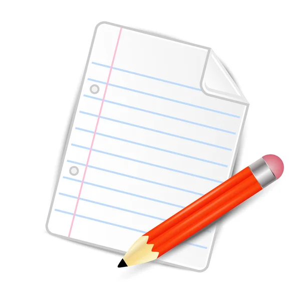 Papír és ceruza, háttérben a tervezési lap — Stock Vector