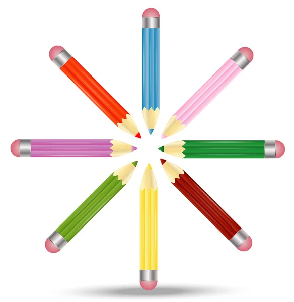 Many pencils are on a white background — Stock Vector