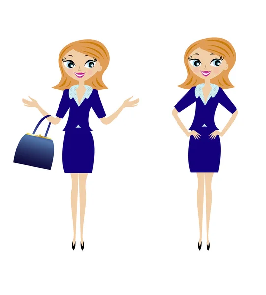 Young business woman in different pose — Stock Vector