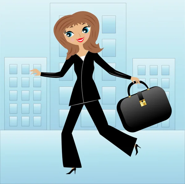 Young business woman hurry on work — Stock Vector