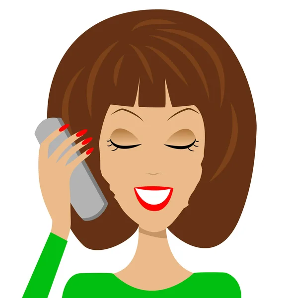 Business  woman emotionally speak by phone — Stock Vector