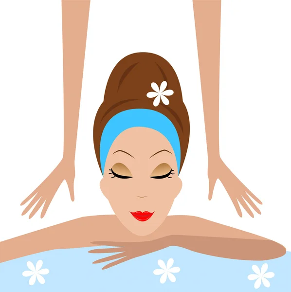 Giovane donna fare massaggio — Vettoriale Stock