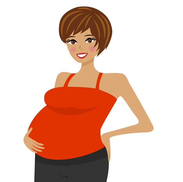 Young pregnant woman on white background — Stock Vector