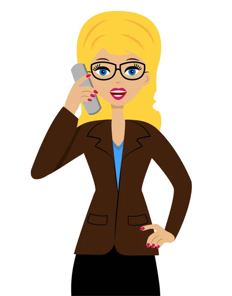 Business young woman with telephone in hand — Stock Vector