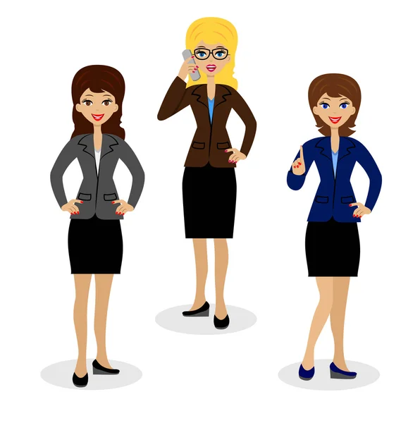 Three successful business woman on white background — Stock Vector