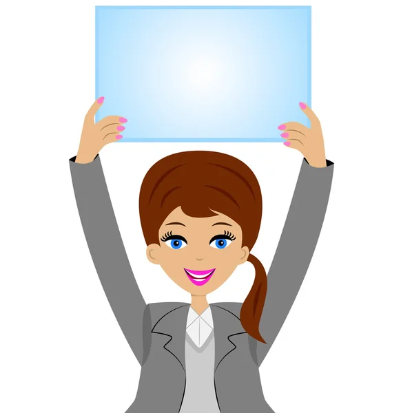 Successful business woman with a clean table in hands — Stock Vector