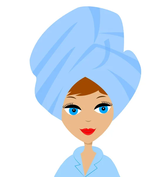 Young woman with a towel on a head — Stock Vector