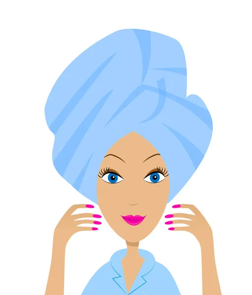 Young woman with a towel on a head — Stock Vector