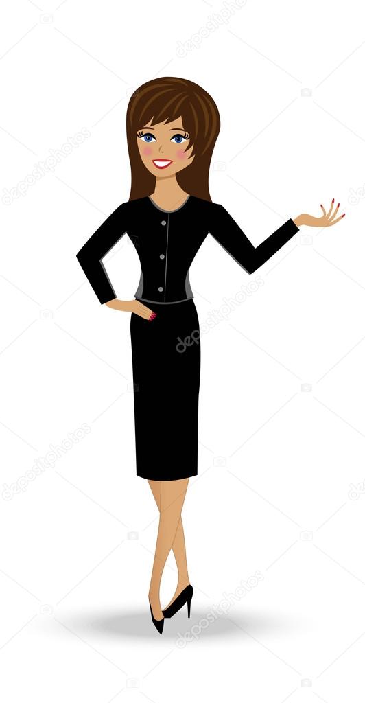 Beautiful  slender woman in business suit on white background