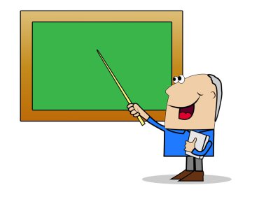 adam öğretmen okul yönetimi üzerinde işaretçiyi gösterir.