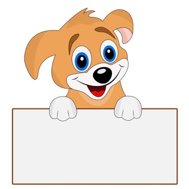 neşeli köpek temiz bir afiş tutar