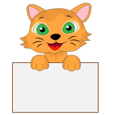 mutlu kedi temiz bir afiş tutar